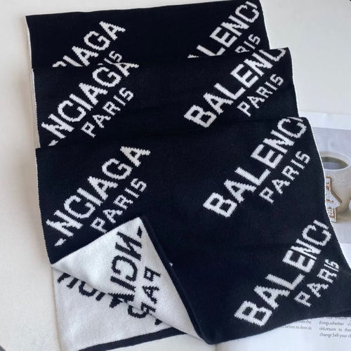 Balenciaga Black & White Knit Scarf — hero