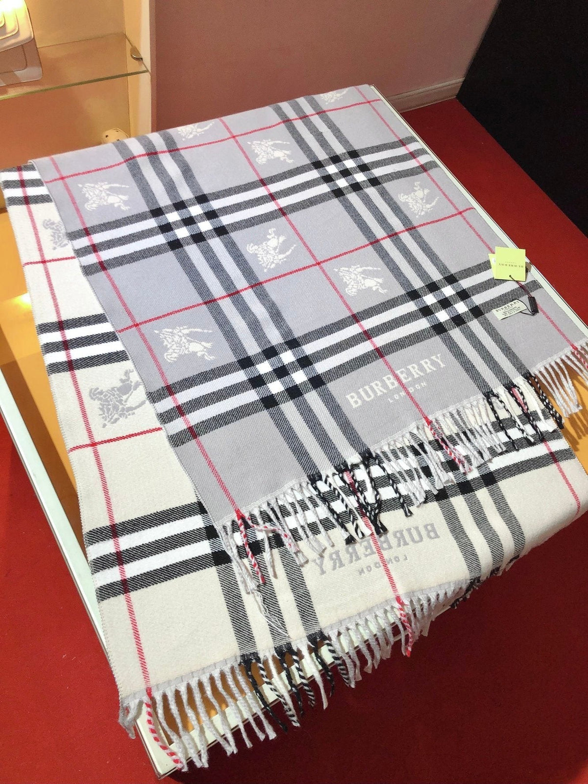 Burberry Plaid Fringed Scarf — detail
