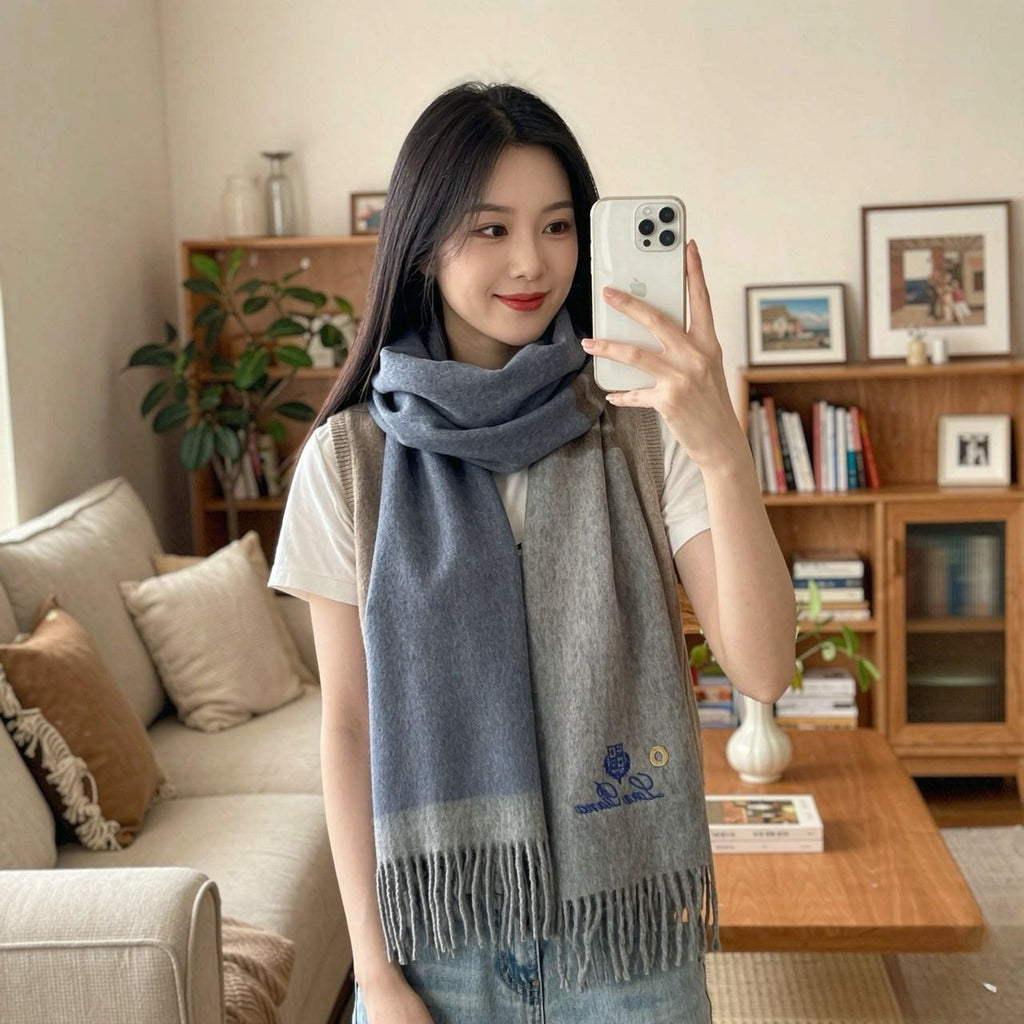 Loro Piana Reversible Fringed Scarf — model