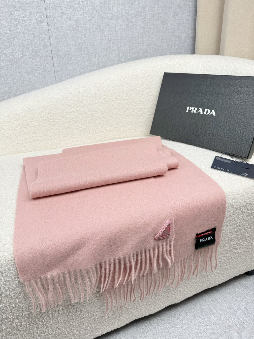 Prada Fringed Triangle Plaque Scarf — front