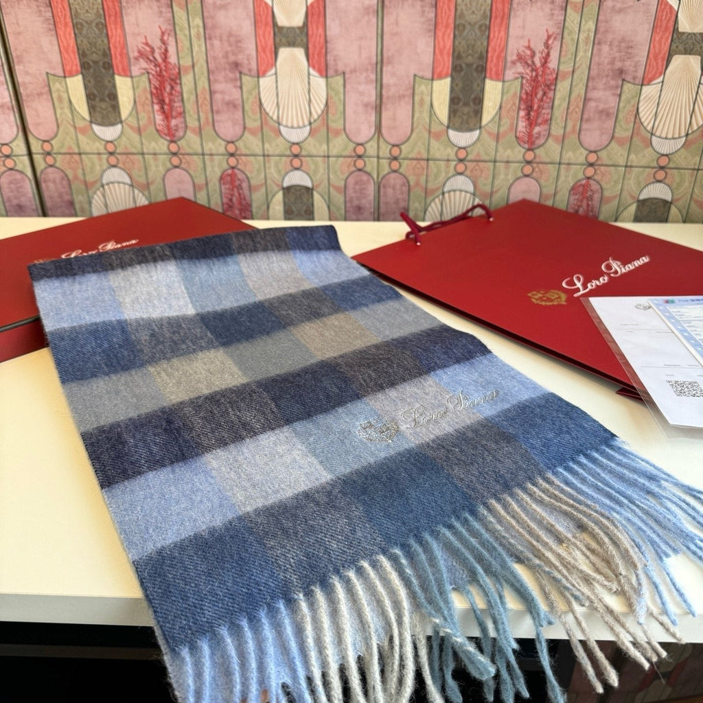 Loro Piana Plaid Fringe Scarf — front