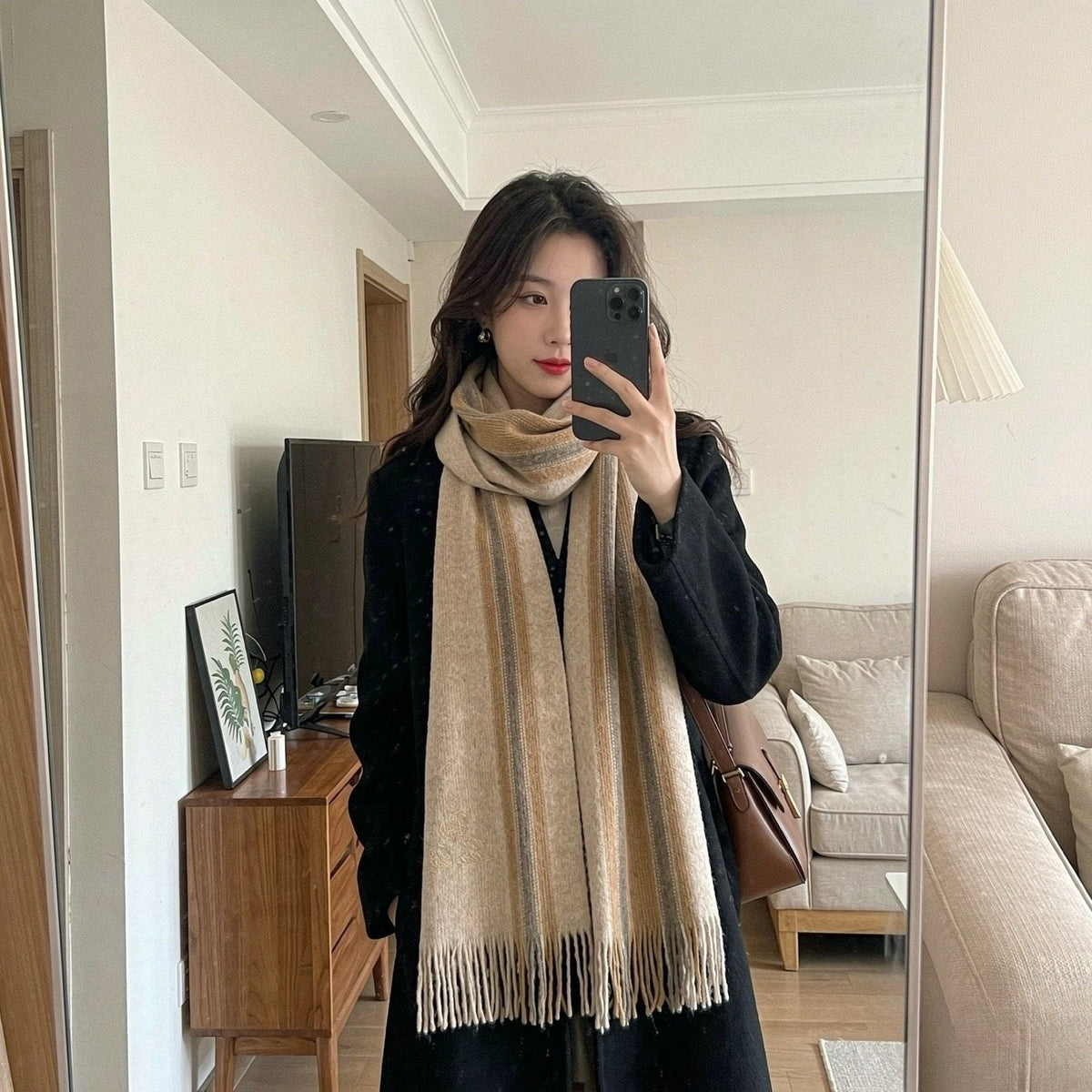Loro Piana Striped Fringed Scarf — model